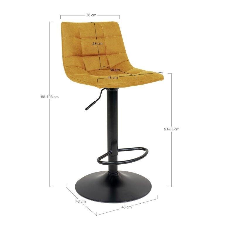 2-tooliga komplekt Middelfart, kollane цена и информация | Köögitoolid, söögitoolid | hansapost.ee