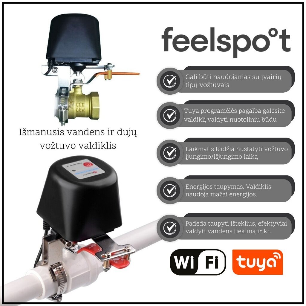 Умный контроллер водяного и газового клапана Feelspot FS-VC01 WiFi цена |  hansapost.ee