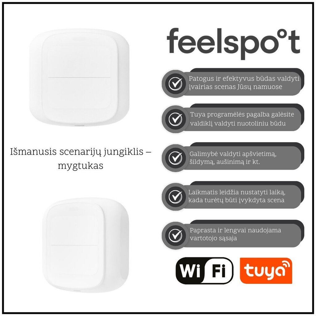 Nutikas stseenikontroller Feelspot FS-WSW01W Wi-Fi, Tuya hind ja info | Andurid, sensorid | hansapost.ee