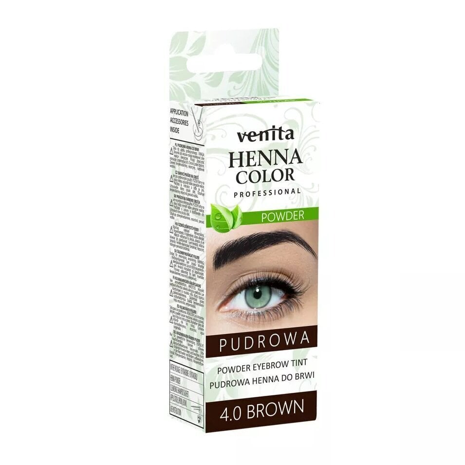 Henna kulmudele Venita Henna Color Powder, 4.0 Brown, 4g цена и информация | Kulmupliiatsid, -puudrid ja -värvid | hansapost.ee