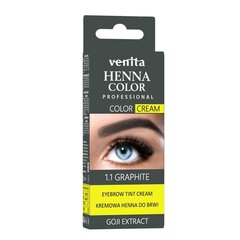 Henna kulmudele ja ripsmetele Venita Henna Color Cream, 1.1 Grafitas, 30g hind ja info | Kulmupliiatsid, -puudrid ja -värvid | hansapost.ee