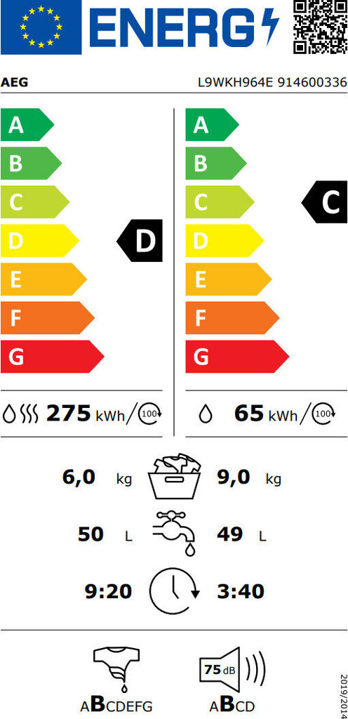 AEG L9WKH964E цена и информация | Pesumasinad | hansapost.ee