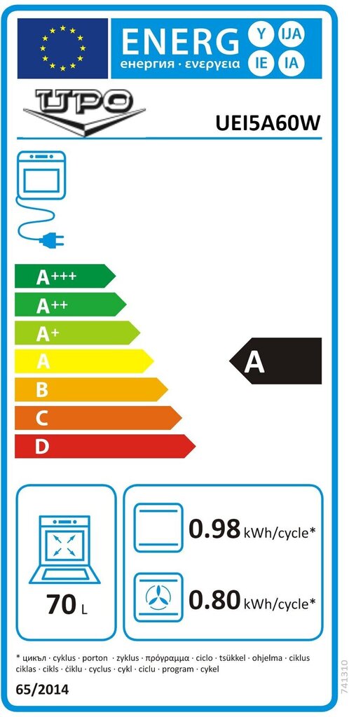 Upo UEI5A60W цена и информация | Elektripliidid | hansapost.ee