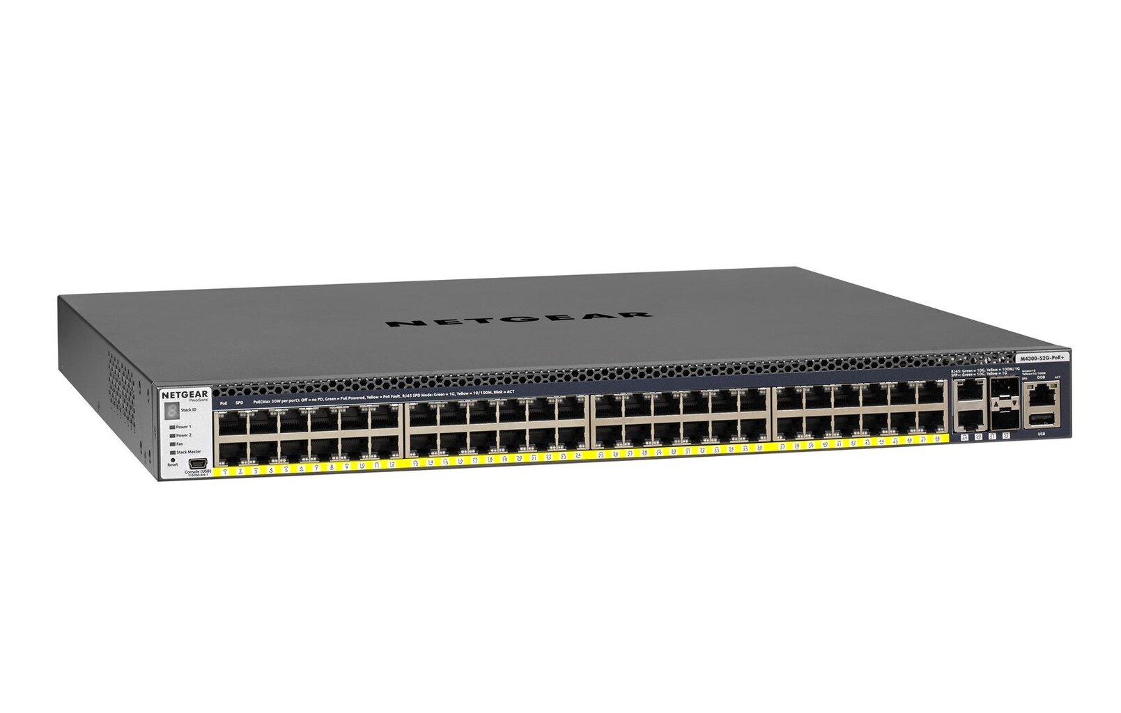NETGEAR M4300-52G-PoE+ 550 W PSU juht L2/L3/L4 Gigabit Ethernet (10/100/1000) Power over Ethernet (PoE) 1U, must цена и информация | USB adapterid ja jagajad | hansapost.ee