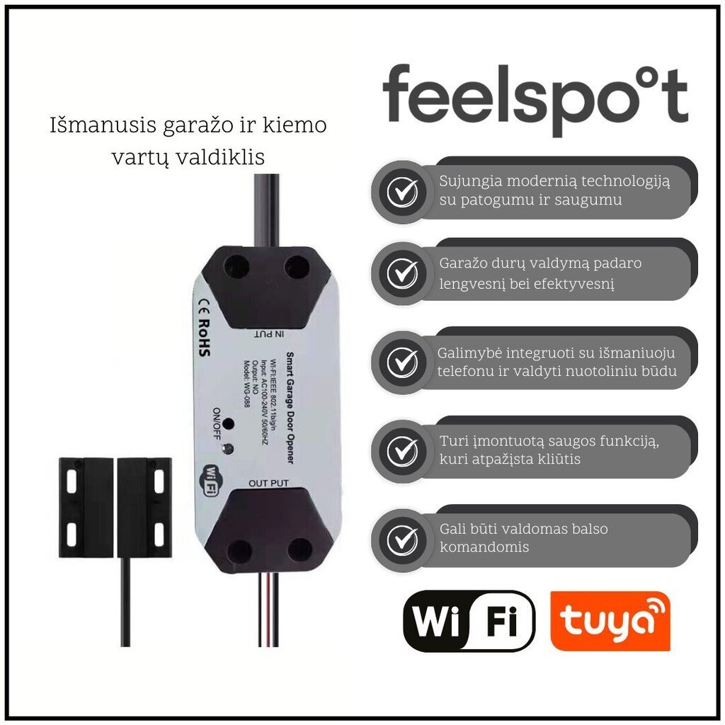 Nutikas garaažiukse kontroller Feelspot FS-GC02W WiFi цена и информация | Valvesüsteemid, kontrollerid | hansapost.ee