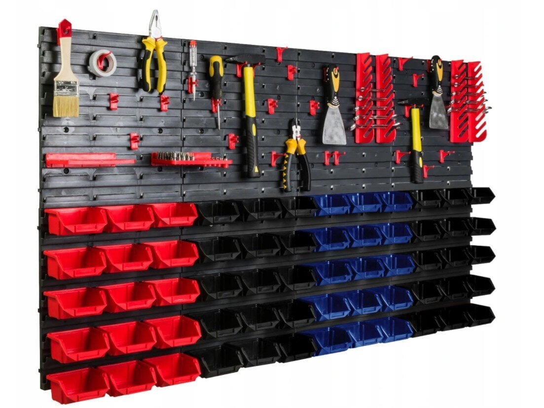 Tööriistasein kastidega 140x77 + 60 kasti цена и информация | Tööriistakastid, tööriistakotid ja -kärud | hansapost.ee
