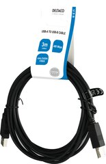 Deltaco LSZH, USB-A/USB-B, 3 m hind ja info | Juhtmed ja kaablid | hansapost.ee