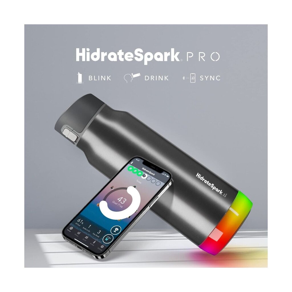 Nutipudel HidrateSpark Pro Steel, 0,95 L, hõbe hind ja info | Joogipudelid | hansapost.ee