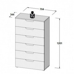 Комод Sienna VI, белый /белый глянцевый цена и информация | Комоды | hansapost.ee