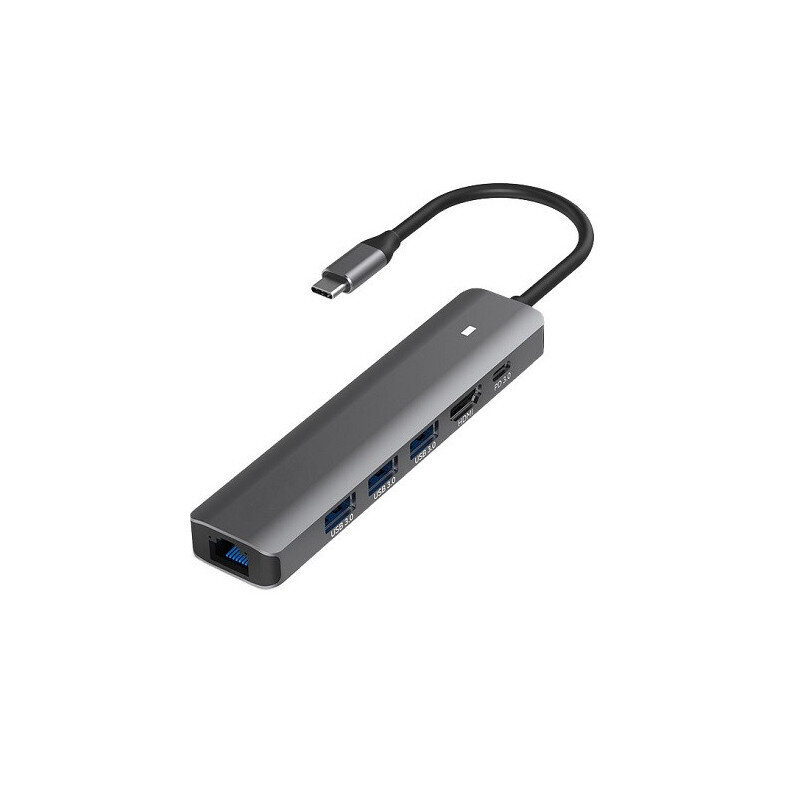 Adapter USB Type-C – HDMI, LAN, 3x USB 3.0 Type-A, USB Type-C PD100W цена и информация | USB adapterid ja jagajad | hansapost.ee