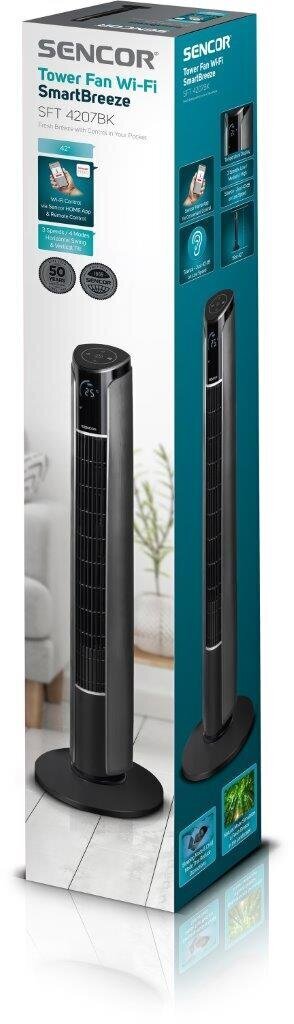 Seisev ventilaator Sencor SFT 4207BK SmartBreeze Wi-Fi, App, Touch control, Timer, remote hind ja info | Ventilaatorid | hansapost.ee