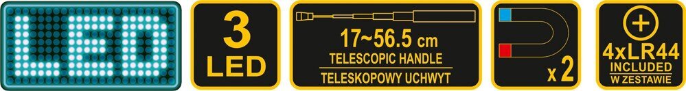 3LED Taskulamp + teleskoophaarats magnetiga Vorel TR-78405 hind ja info | Käsitööriistad | hansapost.ee