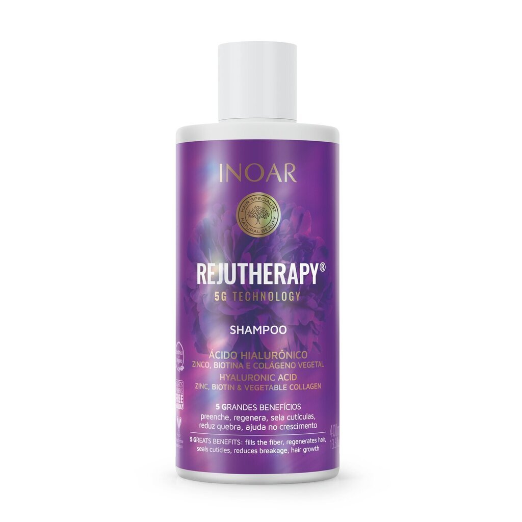 Taastav šampoon kahjustatud juustele INOAR Rejutherapy Shampoo 400 ml цена и информация | Šampoonid | hansapost.ee