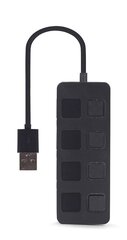 Gembird UHB-U2P4-05 USB 2.0 4-портовый концентратор с переключателями, черный цена и информация | Адаптеры, USB-разветвители | hansapost.ee