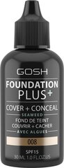 База под макияж Gosh Foundation Plus 30 мл, 008 Golden цена и информация | Пудры, базы под макияж | hansapost.ee