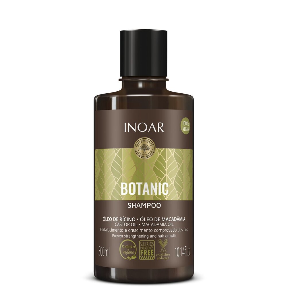 Juukseid tugevdav šampoon koos riitsinusõliga INOAR Botanic Shampoo 300 ml hind ja info | Šampoonid | hansapost.ee