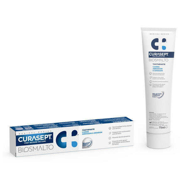 Hambapasta Curasept Biosmalto Caries abrasion and erosions 75ml цена и информация | Hambaharjad, hampapastad ja suuloputusvedelikud | hansapost.ee