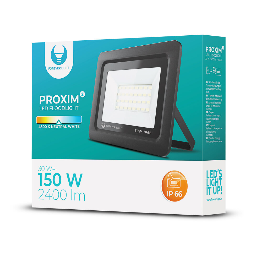 LED prožektor Proxim II 30W | 4500K | IP66 Forever Light цена и информация | Pealambid, matkalambid | hansapost.ee