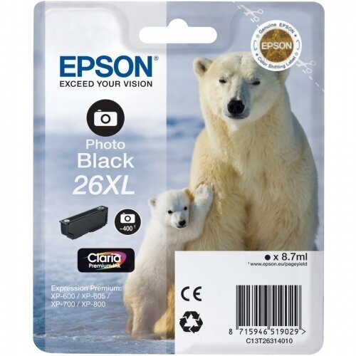 Epson 26XL Ink Cartridge, Black цена и информация | Laserprinteri toonerid | hansapost.ee