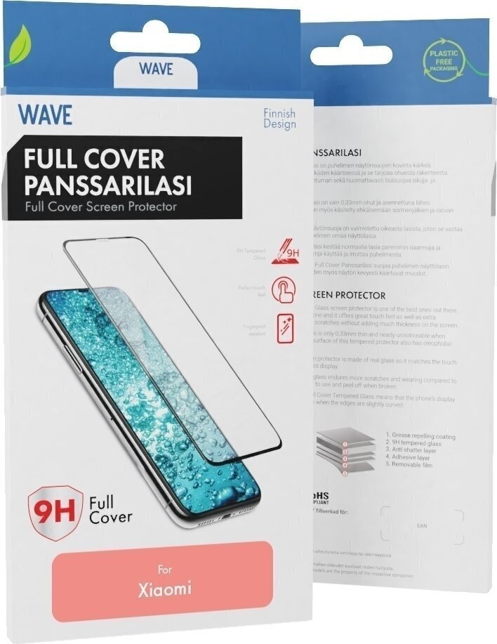 Wave kaitseklaas Full Cover, Xiaomi Redmi 9C/Redmi 9A, must hind ja info | Ekraani kaitseklaasid ja kaitsekiled | hansapost.ee