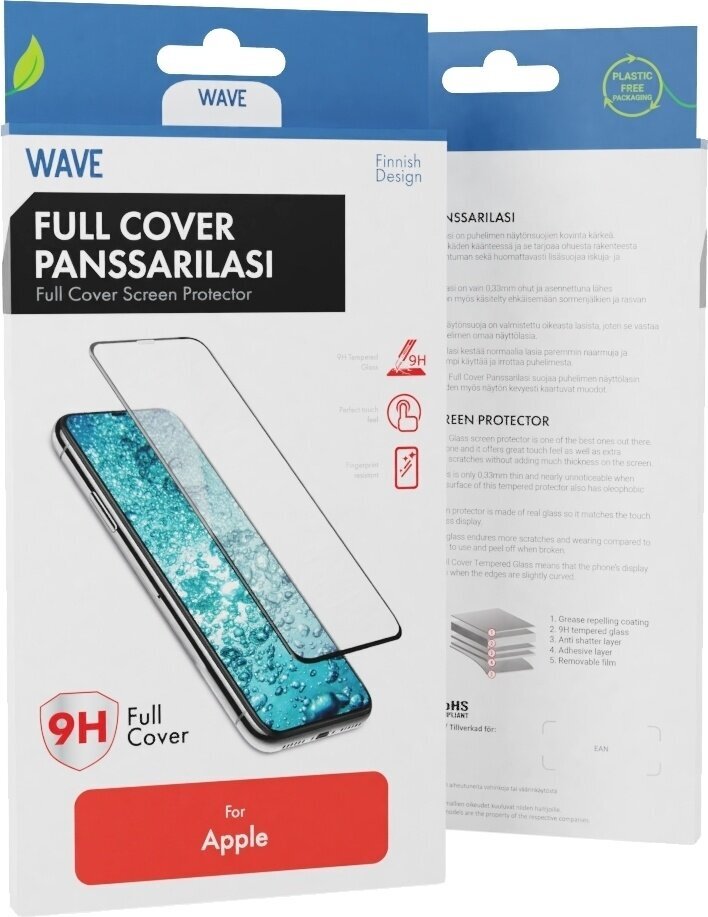 Wave kaitseklaas Full Cover, iPhone 14 Pro, must raam цена и информация | Ekraani kaitseklaasid ja kaitsekiled | hansapost.ee