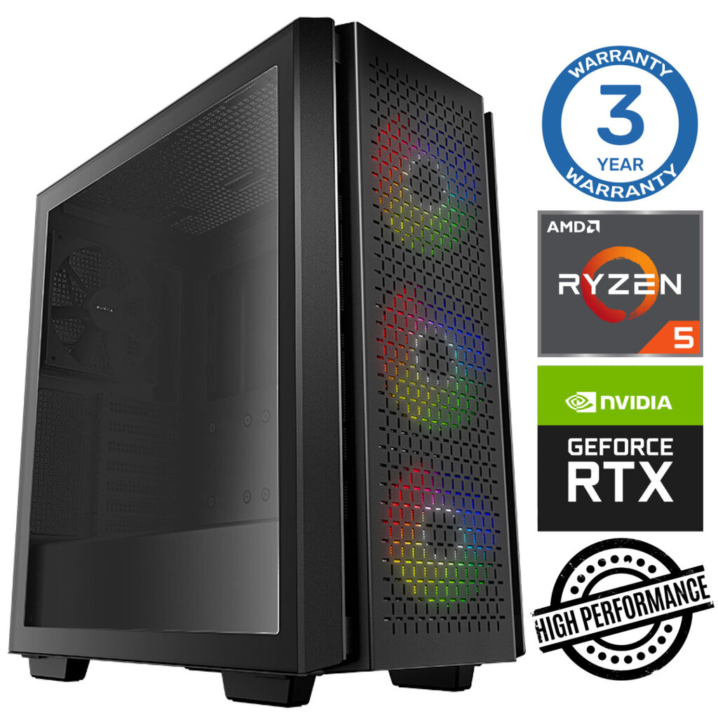 INTOP Ryzen 5 3600 16GB 240SSD M.2 NVME RTX4060Ti 8GB no-OS цена и информация | Lauaarvutid | hansapost.ee