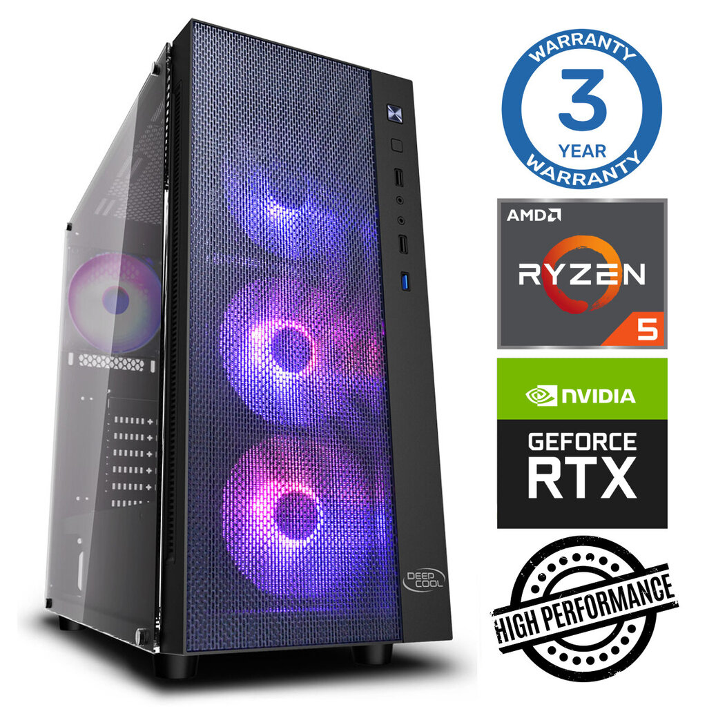 INTOP Ryzen 5 3600 16GB 240SSD M.2 NVME RTX4060Ti 8GB no-OS hind ja info | Lauaarvutid | hansapost.ee