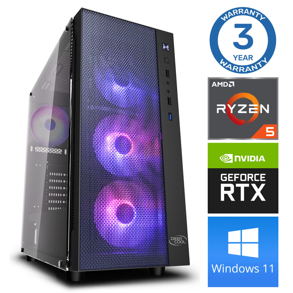 INTOP Ryzen 5 3600 16GB 240SSD M.2 NVME RTX4060Ti 8GB WIN11Pro цена и информация | Lauaarvutid | hansapost.ee