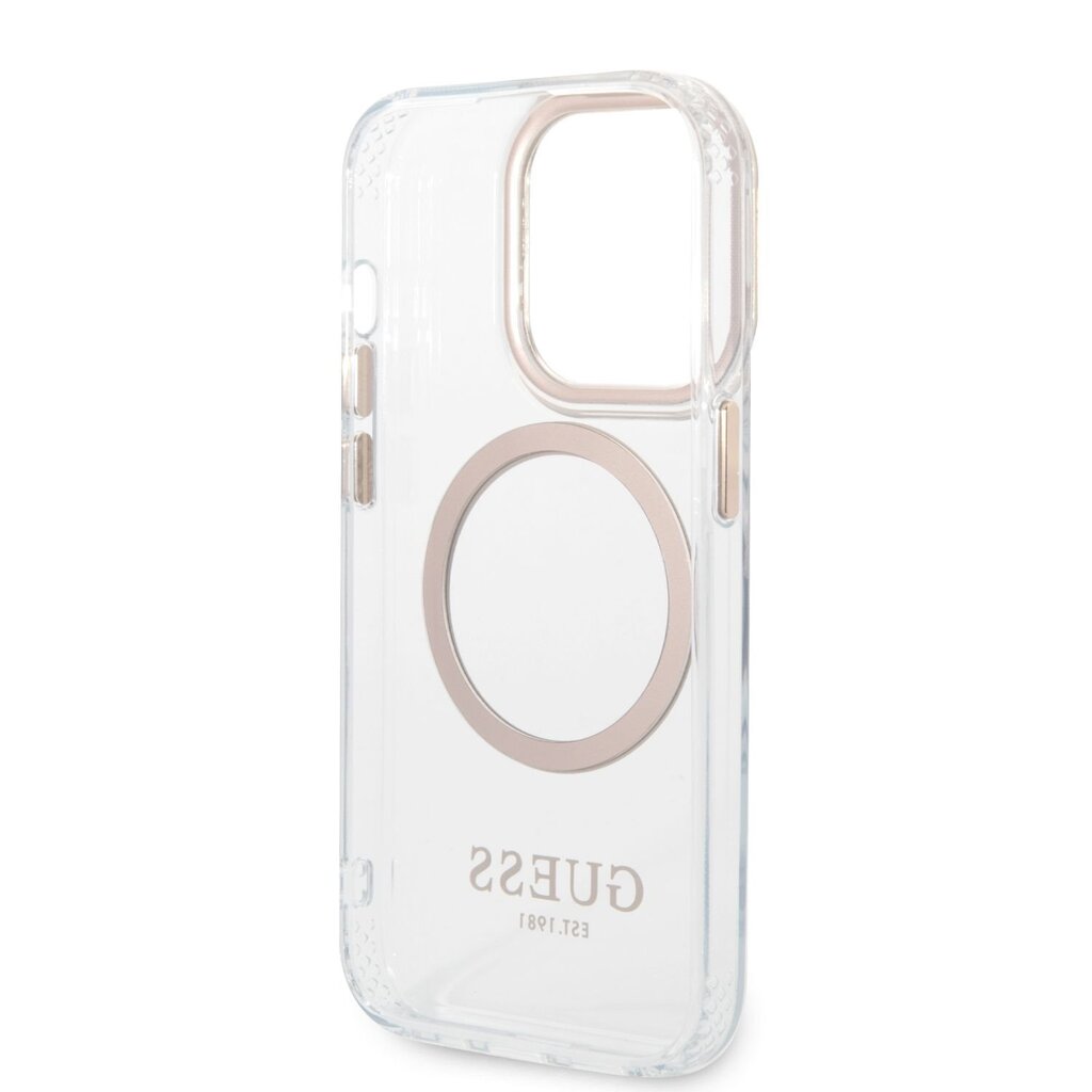Guess Transparent MagSafe Compatible Case for iPhone 14 Pro Gold hind ja info | Telefonide kaitsekaaned ja -ümbrised | hansapost.ee