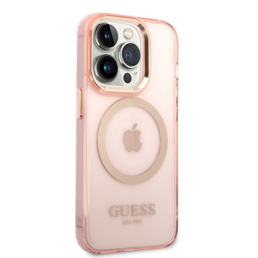 Guess Translucent MagSafe Compatible Case for iPhone 14 Pro Pink hind ja info | Telefonide kaitsekaaned ja -ümbrised | hansapost.ee