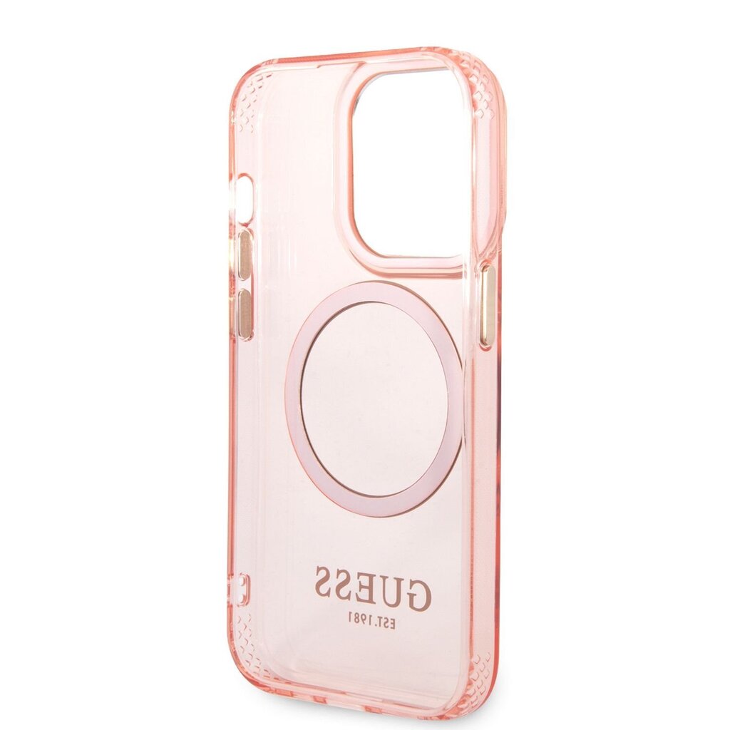 Guess Translucent MagSafe Compatible Case for iPhone 14 Pro Pink цена и информация | Telefonide kaitsekaaned ja -ümbrised | hansapost.ee