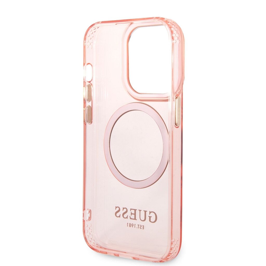 Guess Translucent MagSafe Compatible Case for iPhone 14 Pro Max Pink цена и информация | Telefonide kaitsekaaned ja -ümbrised | hansapost.ee