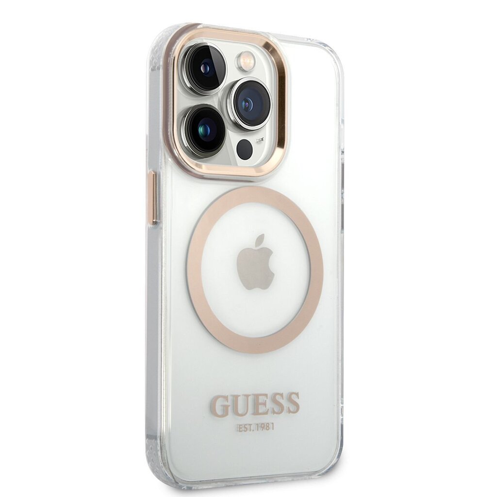 Guess Transparent MagSafe Compatible Case for iPhone 14 Pro Max Gold price and information | Telefonide kaitsekaaned ja -ümbrised | hansapost.ee