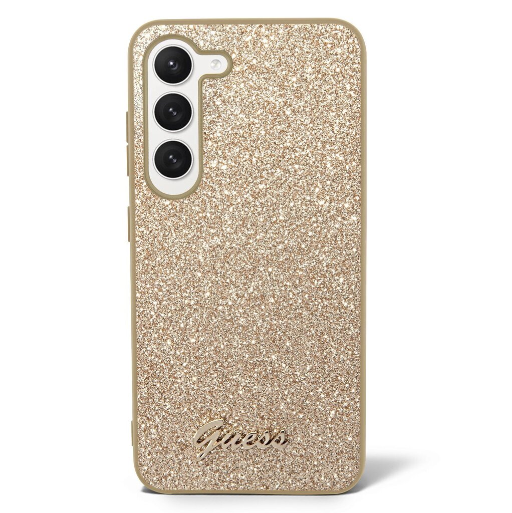 Guess PC|TPU Glitter Flakes Metal Logo Case for Samsung Galaxy S23+ Gold hind ja info | Telefonide kaitsekaaned ja -ümbrised | hansapost.ee