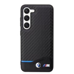 BMW M PU Carbon Blue Line Case for Samsung Galaxy S23+ Black цена и информация | bmz Мобильные телефоны, Фото и Видео | hansapost.ee