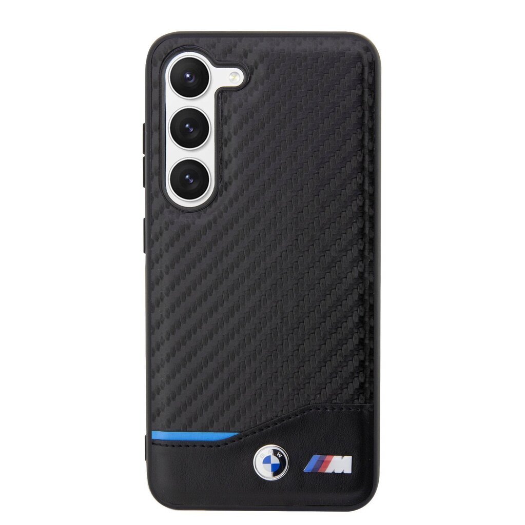 BMW M PU Carbon Blue Line Case for Samsung Galaxy S23+ Black цена и информация | Telefonide kaitsekaaned ja -ümbrised | hansapost.ee