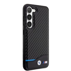 BMW M PU Carbon Blue Line Case for Samsung Galaxy S23+ Black цена и информация | bmz Мобильные телефоны, Фото и Видео | hansapost.ee