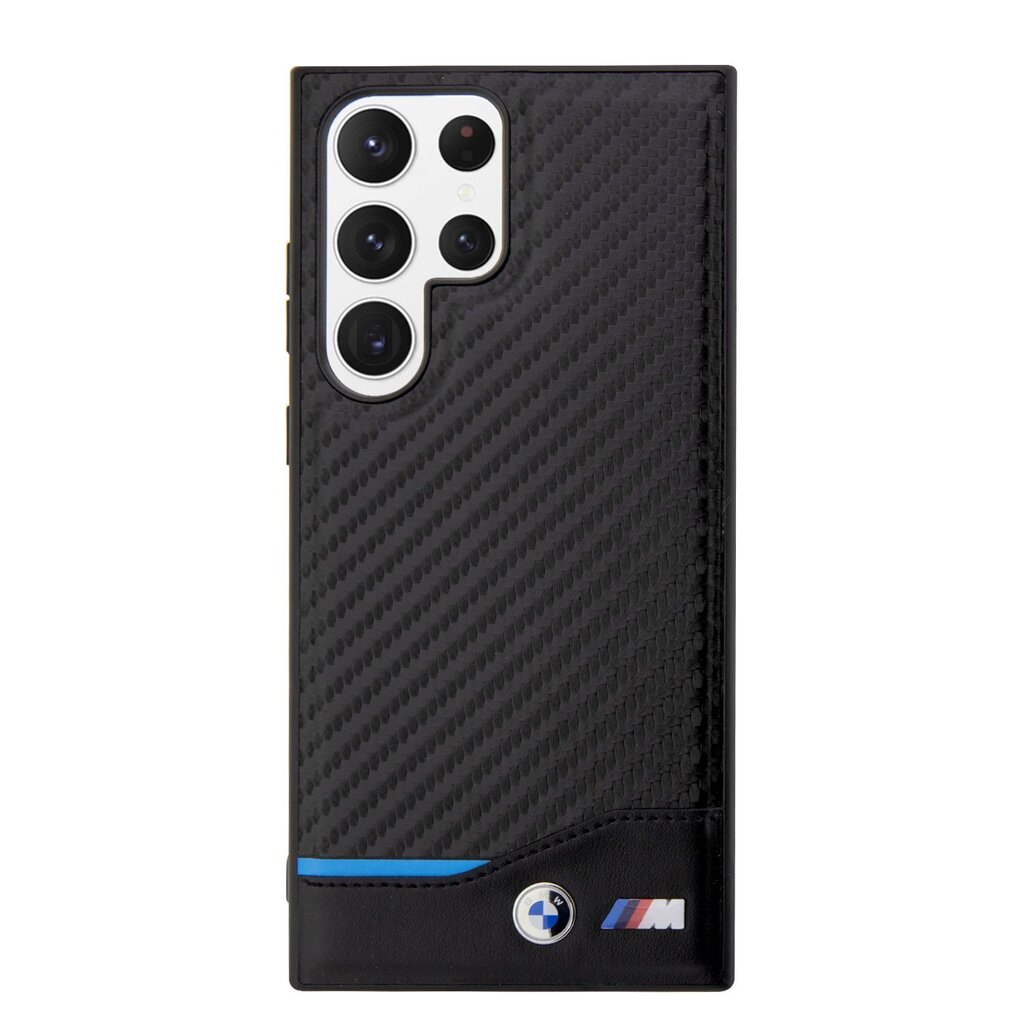 BMW M PU Carbon Blue Line Case for Samsung Galaxy S23 Ultra Black цена и информация | Telefonide kaitsekaaned ja -ümbrised | hansapost.ee
