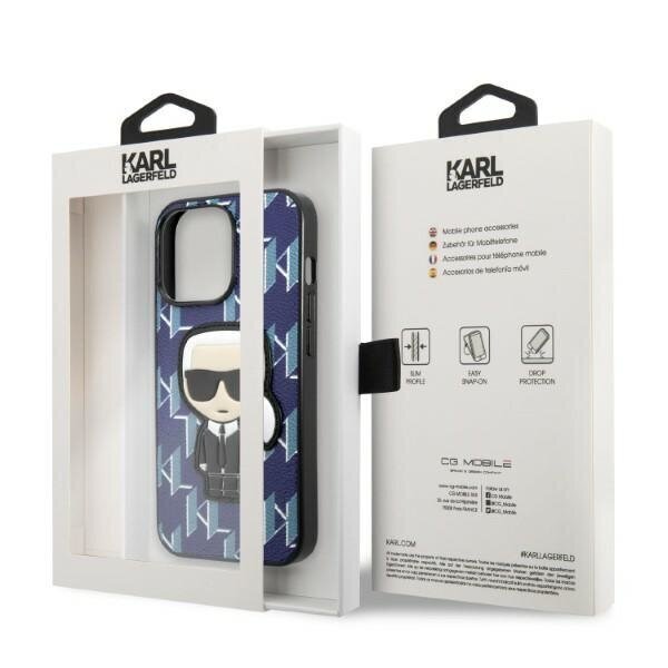 Karl Lagerfeld KLHCP13XPMNIKBL iPhone 13 Pro Max 6,7" hardcase niebieski|blue Monogram Ikonik Patch цена и информация | Telefonide kaitsekaaned ja -ümbrised | hansapost.ee