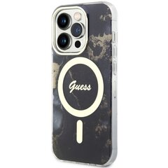Чехол Guess GUHMP14LHTMRSK для iPhone 14 Pro 6.1" hardcase Golden Marble MagSafe, черный цена и информация | Чехлы для телефонов | hansapost.ee