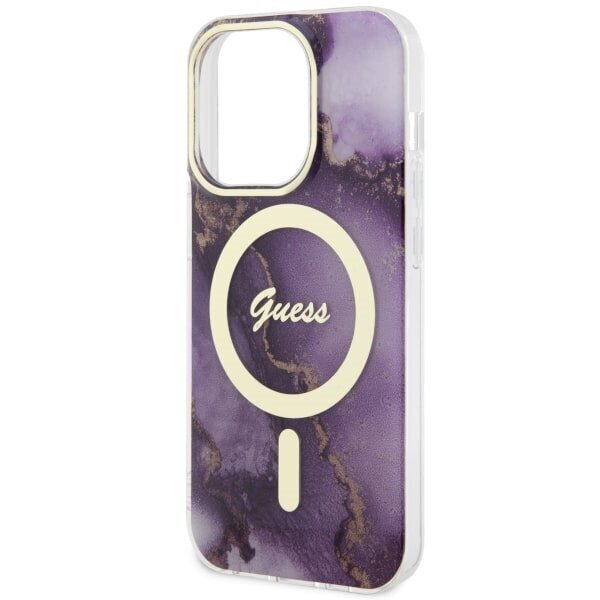 Guess GUHMP14LHTMRSU iPhone 14 Pro 6.1" purpurowy|purple hardcase Golden Marble MagSafe hind ja info | Telefonide kaitsekaaned ja -ümbrised | hansapost.ee