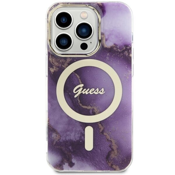Guess GUHMP14LHTMRSU iPhone 14 Pro 6.1" purpurowy|purple hardcase Golden Marble MagSafe цена и информация | Telefonide kaitsekaaned ja -ümbrised | hansapost.ee