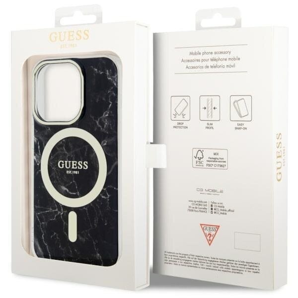 Guess GUHMP14LPCUMAK iPhone 14 Pro 6.1" czarny|black hardcase Marble MagSafe цена и информация | Telefonide kaitsekaaned ja -ümbrised | hansapost.ee