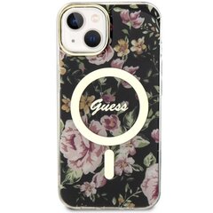 Чехол Guess GUHMP14MHCFWSK для iPhone 14 Plus 6.7" hardcase Flower MagSafe, черный цена и информация | Чехлы для телефонов | hansapost.ee