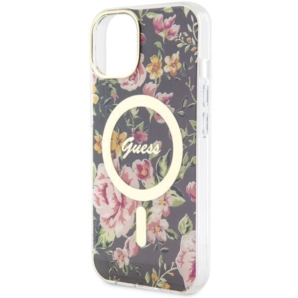 Guess GUHMP14MHCFWSK iPhone 14 Plus 6.7" czarny|black hardcase Flower MagSafe hind ja info | Telefonide kaitsekaaned ja -ümbrised | hansapost.ee