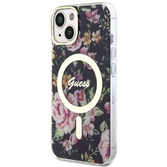 Guess GUHMP14MHCFWSK iPhone 14 Plus 6.7" czarny|black hardcase Flower MagSafe hind ja info | Telefonide kaitsekaaned ja -ümbrised | hansapost.ee