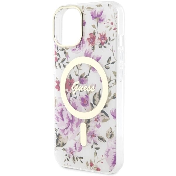 Guess GUHMP14MHCFWST iPhone 14 Plus 6.7" transparent hardcase Flower MagSafe цена и информация | Telefonide kaitsekaaned ja -ümbrised | hansapost.ee