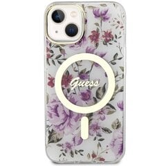 Guess GUHMP14MHCFWST iPhone 14 Plus 6.7" transparent hardcase Flower MagSafe hind ja info | Telefonide kaitsekaaned ja -ümbrised | hansapost.ee