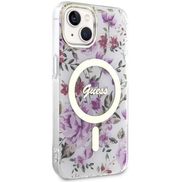 Guess GUHMP14MHCFWST iPhone 14 Plus 6.7" transparent hardcase Flower MagSafe цена и информация | Telefonide kaitsekaaned ja -ümbrised | hansapost.ee