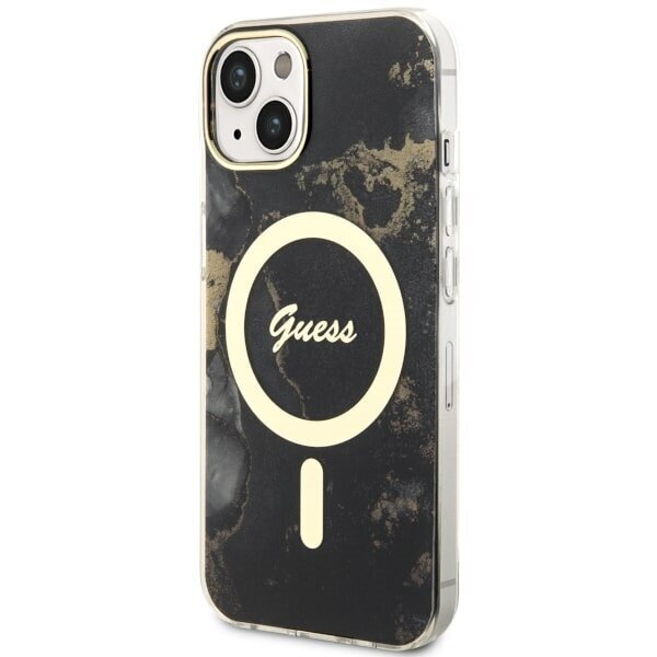 Guess GUHMP14SHTMRSK iPhone 14 6.1" czarny|black hardcase Golden Marble MagSafe цена и информация | Telefonide kaitsekaaned ja -ümbrised | hansapost.ee